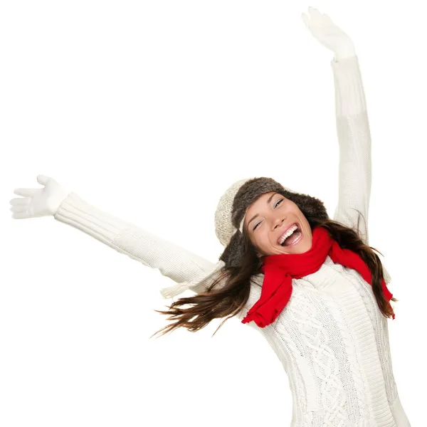 Winter fun woman winner and success concept — Stock Photo, Image