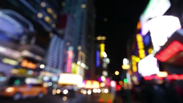 城市的灯光和汽车背景时报广场, — 图库视频影像