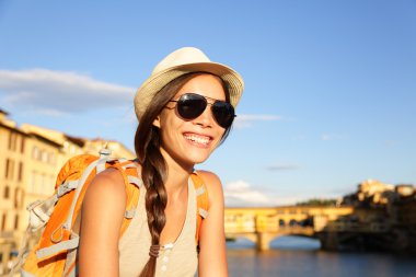 Backpacking women traveler in Florence clipart