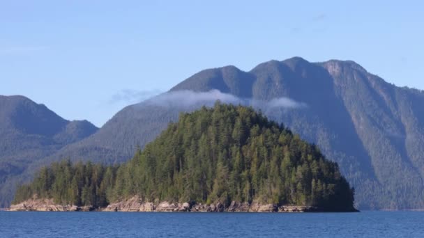 British Columbia Beautiful Inlet Nature Landscape Near Bute Inlet, Strathcona e Campbell River. Observação de Baleias, Observação de Ursos e Pesca de Salmão Destino de Viagem Turística. British Columbia, Canadá — Vídeo de Stock