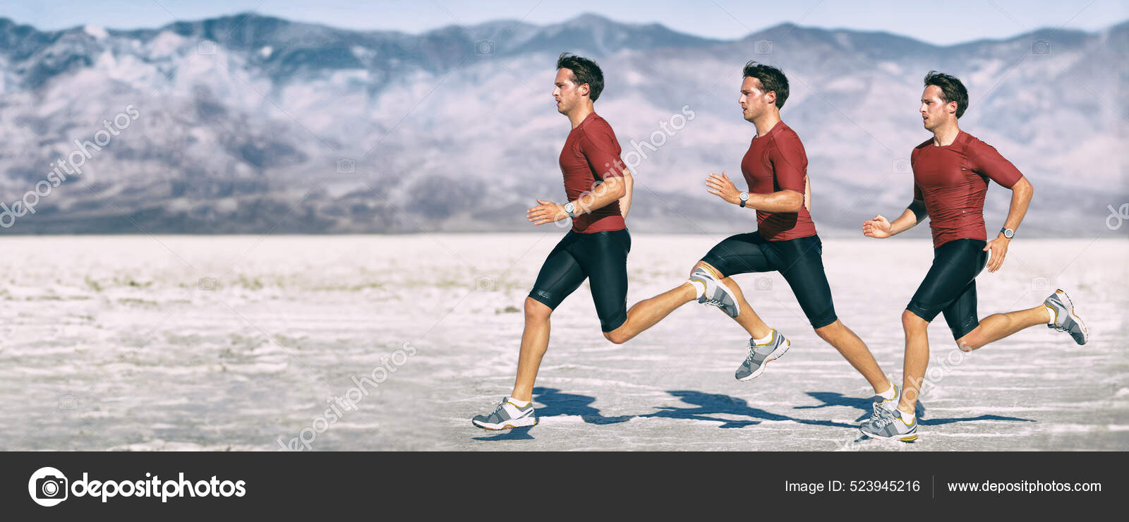Run athlete multiple exposure of man runner Cross