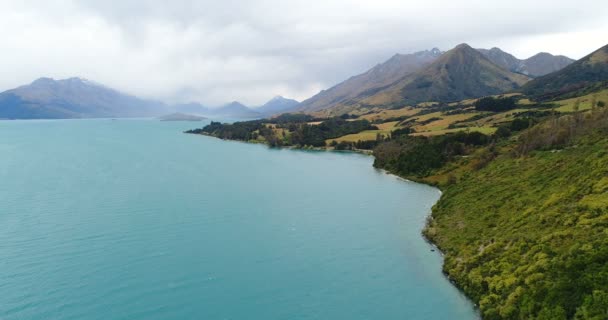 Nouvelle-Zélande drone aérien vidéo paysage nature près de Queenstown Île du Sud — Video