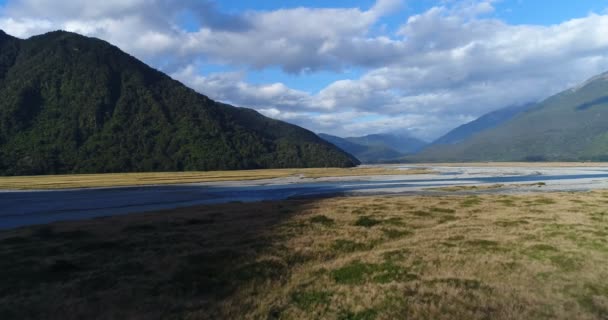 New Zealand nature landscape aerial drone video of Haast River — Stock videók