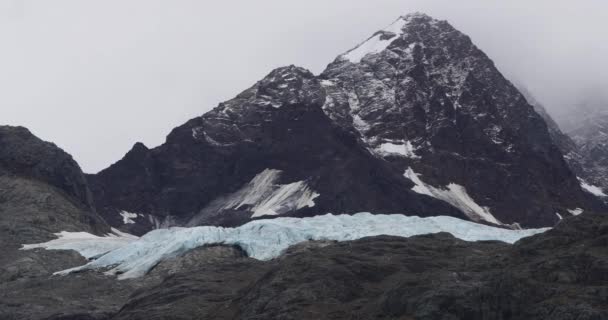 Gleccser és hegyek a Glacier Bay Nemzeti Parkban Alaszkában. Az alaszkai gleccsereket érinti a globális felmelegedés és az éghajlatváltozás. Híres sétahajó utazási cél — Stock videók