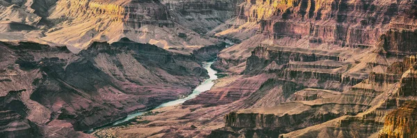 Grand Canyon panoramic banner background colorado river winding through — ストック写真