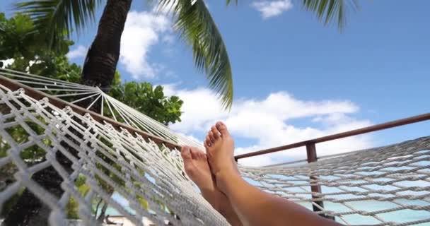 Vidéo Concept Vacances Luxe Gros Plan Pieds Femme Relaxante Dormant — Video