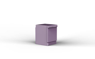 monochrome single color purple 3d Icon, in white background,single color, 3d rendering, household objects