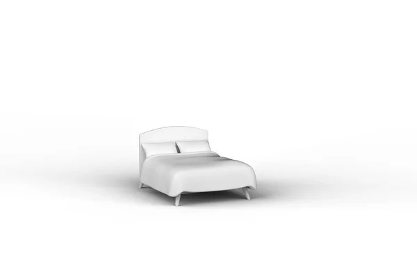 Monochrome White Bed Isometric Icon Flat Color White Background Single — Stock Fotó