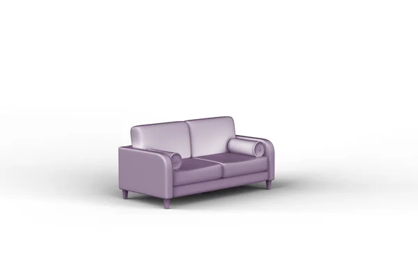 Single Isolated Couch Seat Sofabed Flat Monochrome White Color Background — Fotografia de Stock