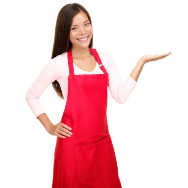 small shop owner showing in apron clipart