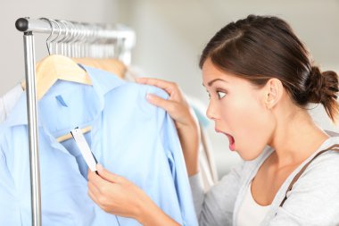 Shopping woman shocked clipart