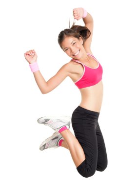 Weight loss fitness woman jumping clipart
