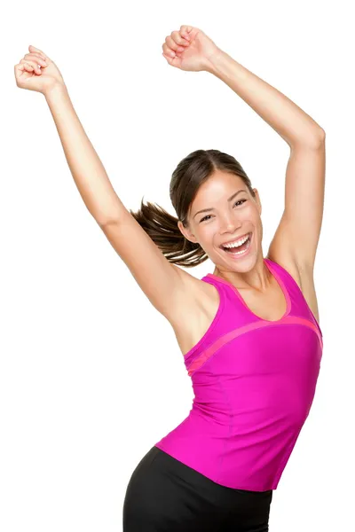 Glückliche Fitness-Frau tanzt — Stockfoto