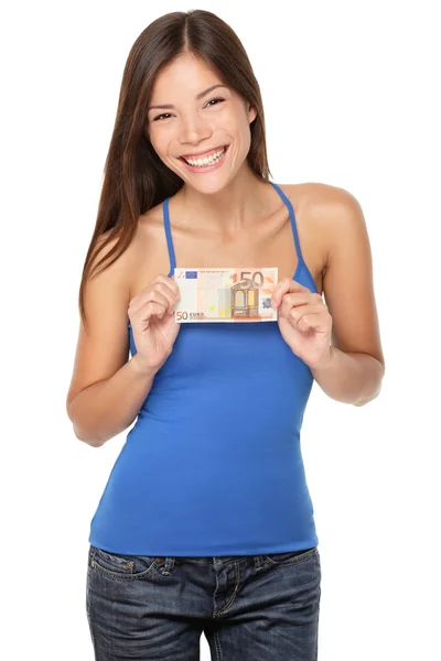 Euro bill woman — Stock Photo, Image