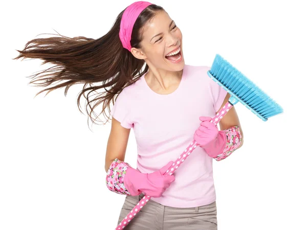 Cleaning woman singing — Stock Photo, Image