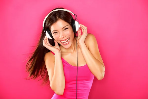 Auriculares música mujer bailando — Foto de Stock