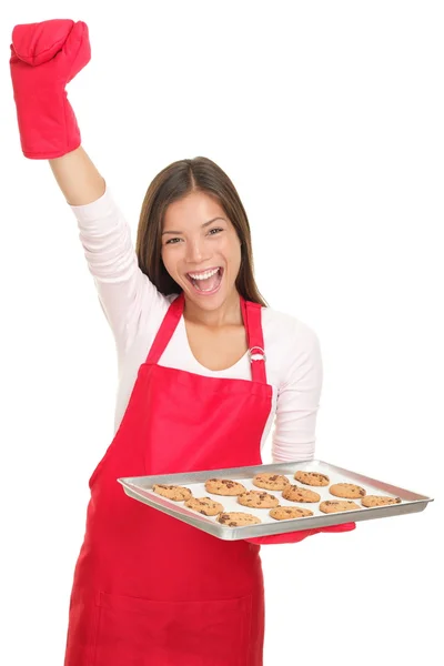 Sütés nő a fehér háttér — Stock Fotó