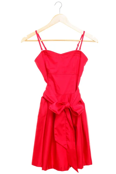 Red dress on hanger isolated — Stock Photo, Image