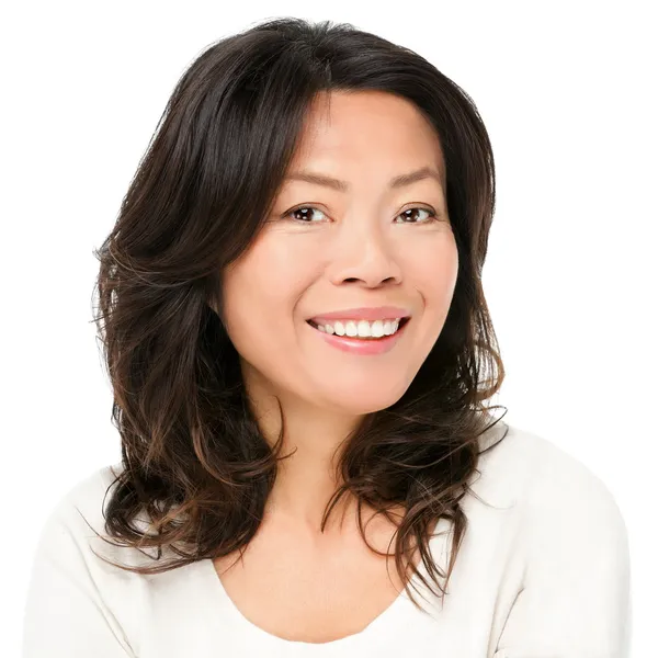 Asiatische Frau lächelt glücklich lizenzfreie Stockbilder