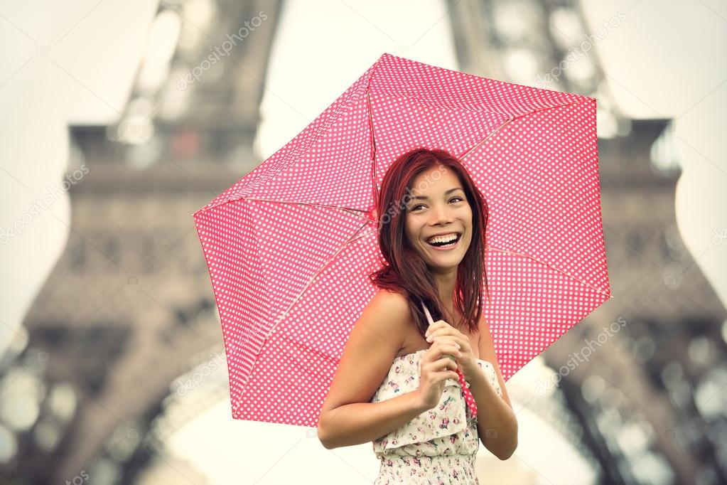 Paris Eiffel Tower Woman — Stock Photo © Ariwasabi 21562661