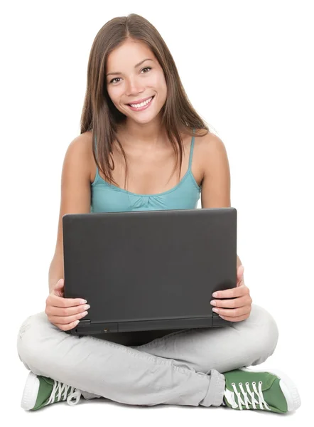 Estudiante sentada con laptop aislada —  Fotos de Stock