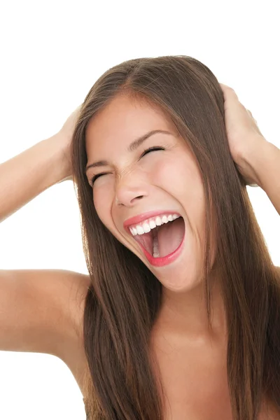 Счастливая кричащая женщина — стоковое фото