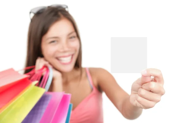 Gift card woman shopping — Stock Photo, Image