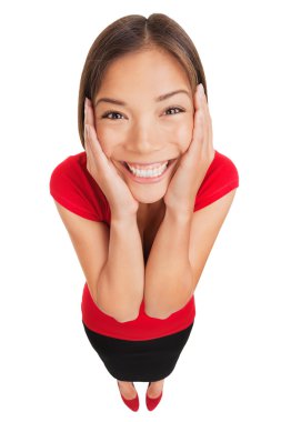 Happy woman overcome with joy clipart