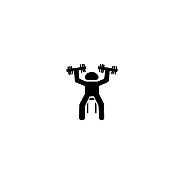 Fitness Banco Prensa Silueta Hombre Vector Iconos — Vector de stock