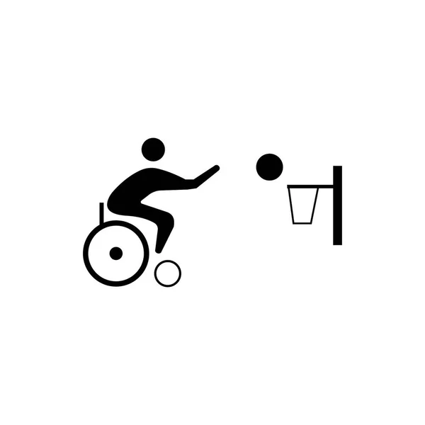 Силуэт Инвалида Колясочника Играющего Баскетбольный Вектор — стоковый вектор