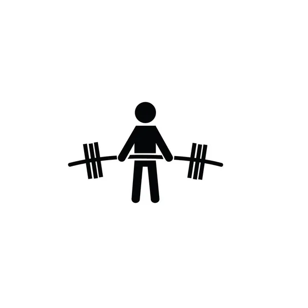 Silhouette Man Fitness Gym Lifting Barbell Vector Icons — Stock Vector