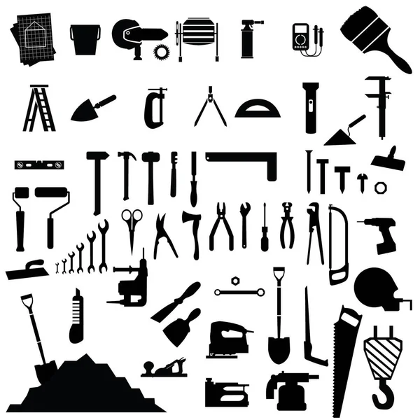 Bouwgereedschap Vector Pictogrammen Set — Stockvector