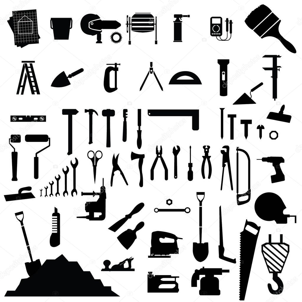 construction tools vector icons set