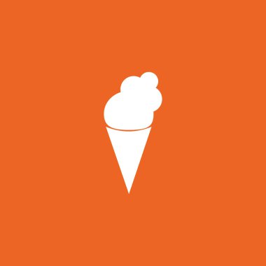 White ice cream on orange background, logo, vector icon