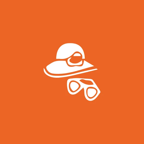 Womens Hat White Sunglasses Orange Background Logo Vector Icon — стоковый вектор
