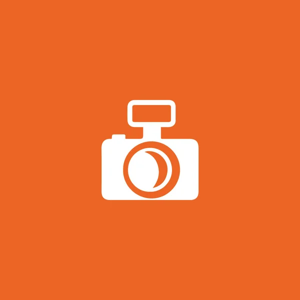 White Camera Orange Background Logo Vector Icon — Image vectorielle