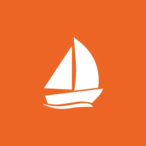 White Boat Orange Background Logo Vector Icon — 스톡 벡터