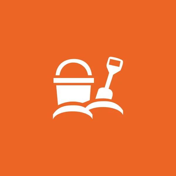 White Shovel Bucket Orange Background Logo Vector Icon — Stock Vector