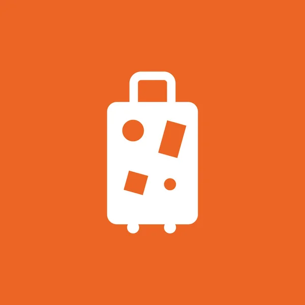 White Suitcase Orange Background Logo Vector Icon — Vetor de Stock