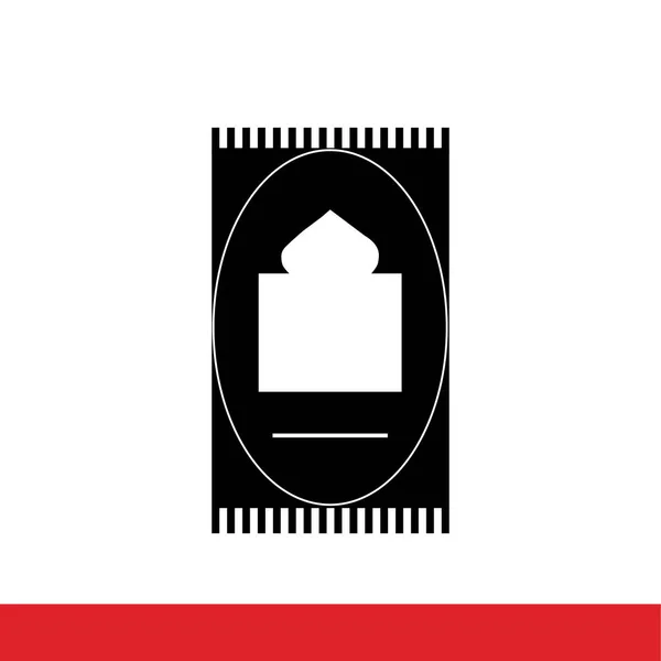 Tapete Oração Tapete Com Imagem Mesquita Icon Vector — Vetor de Stock