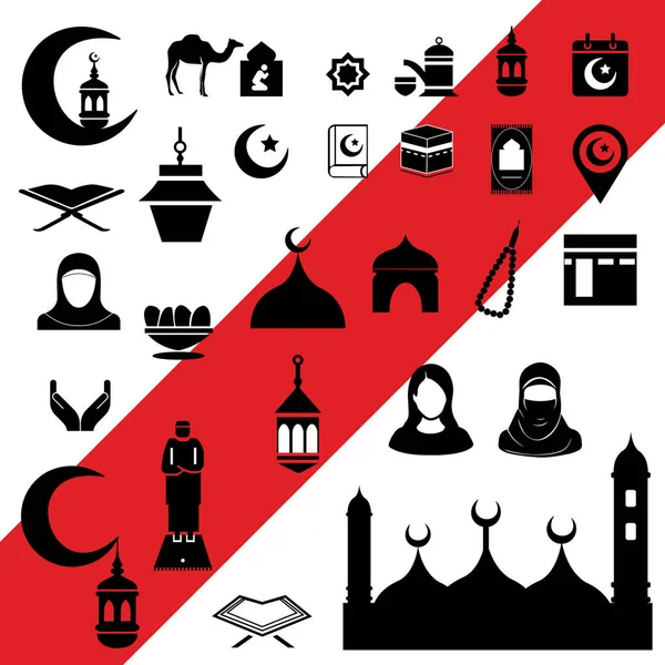 Ramadan Kareem Eid Mubarak Vector图标 Muslim Holy Holiday Vector Set — 图库矢量图片