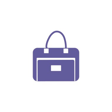 Menekşe rengi bavul. Beyaz arkaplanda vektör simgesi izole edildi.