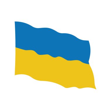 Dalga şeklinde Ukrayna ulusal bayrağı. Mavi ve sarı Ukrayna bayrağı. vektör izole edilmiş simgesi