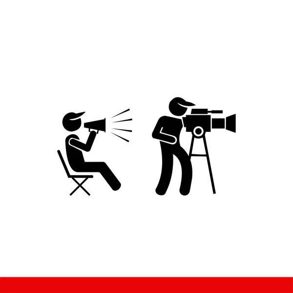 Director Cameraman Set Filming Icon Vector — ストックベクタ