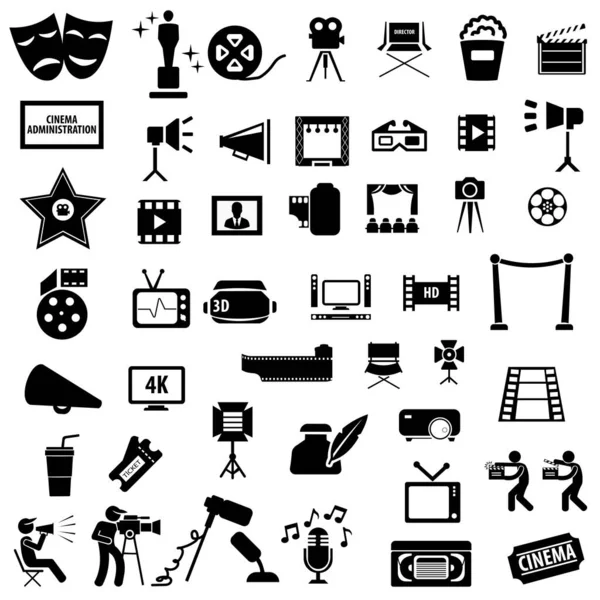 Movies Vector Illustration Icon Set Included Icons Camera Film Awards — ストックベクタ