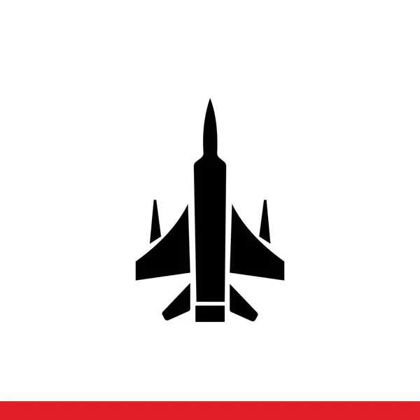 Egy Vadászgép Fekete Sziluettje Repülőjel Vagy Szimbólum Rakéta Robbantó Logó — Stock Vector