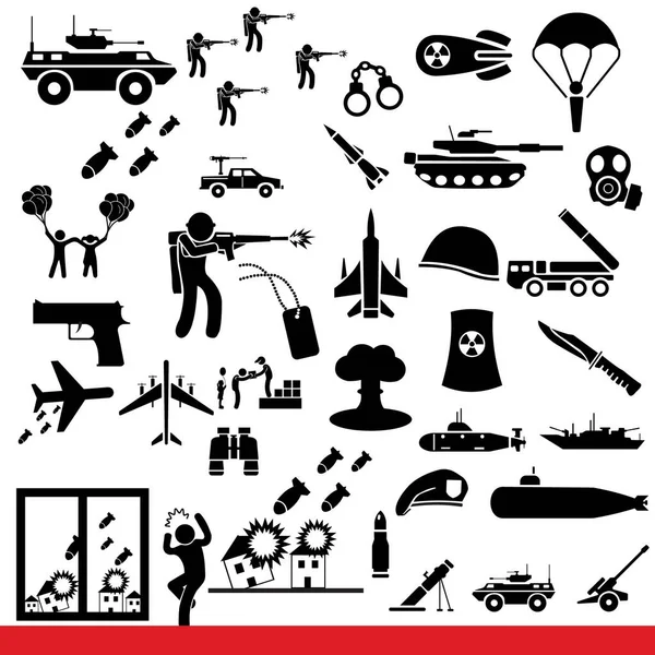 Militaire Iconen Stop Oorlog Wereld Vectorpictogram — Stockvector