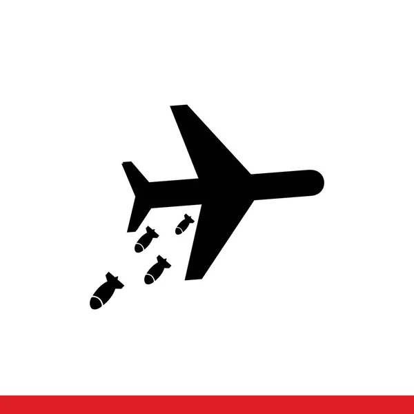 Military Aircraft Flight Throwing Bombs Icon Vector — Stockvektor