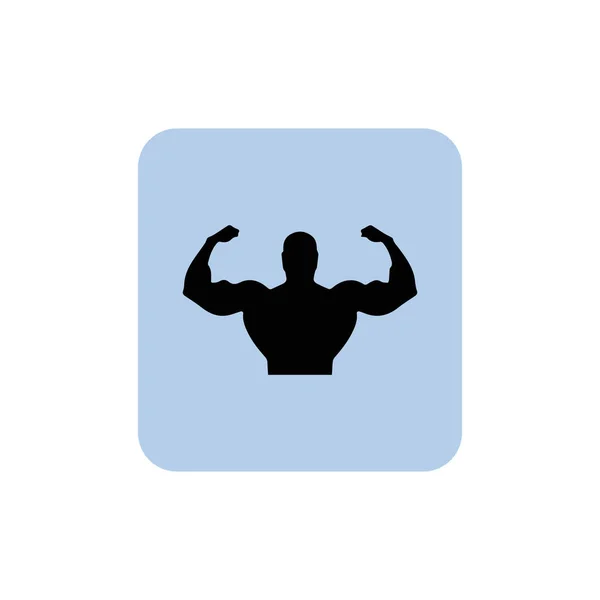 Muscular Bodybuilder Vector Silhouette Illustration Isolated Blue Background Sports Man — Stock Vector