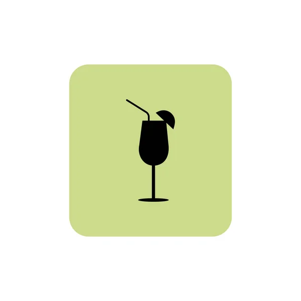 Cocktail Glass Drink Slice Lemon Vector Illustration Isolated Blue Background — Stock Vector